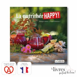 La nutrithérHAPPY! manger mieux, ça rend heureux, est un livre qui donne des recettes et des conseils, pour adopter, en douceur, une vie plus saine et plus heureuse, grâce à l'alimentation. Auteure : Vanessa Ritter, aux éditions La Californie en Alsace.